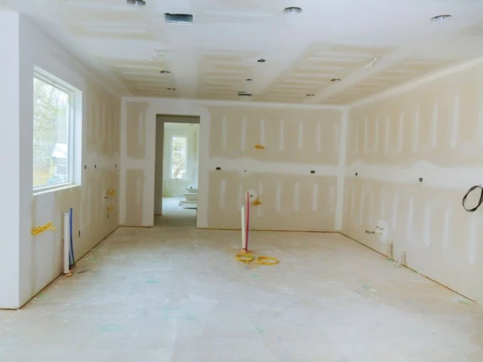 New construction drywall installation