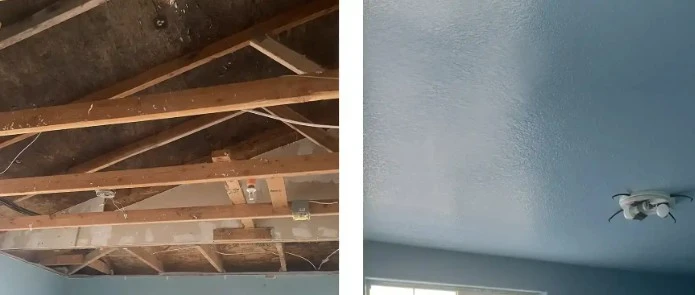 Ceiling repair before and after
